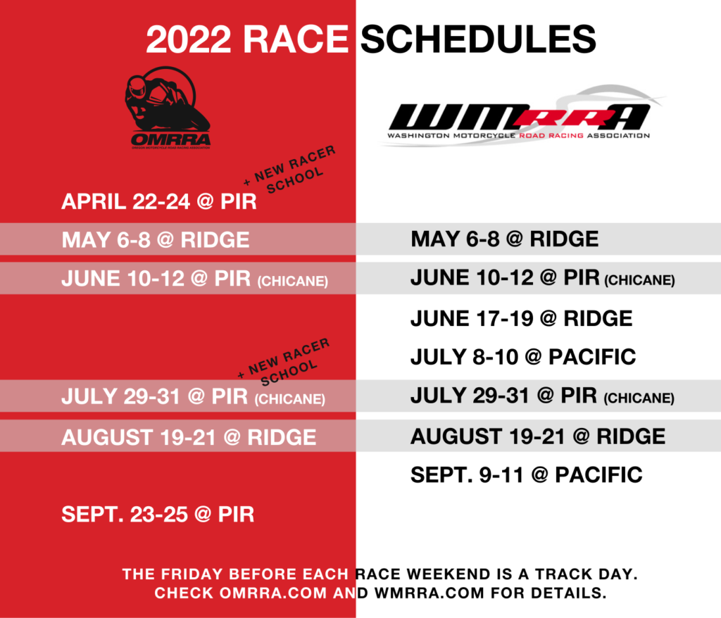 2022 Race Schedule OMRRA